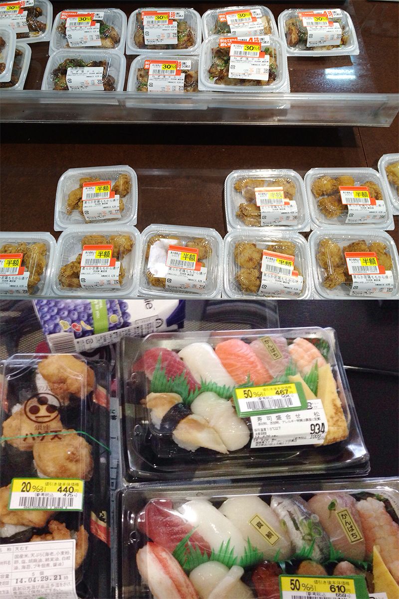 thức ăn giảm giá cuối ngày ở siêu thị